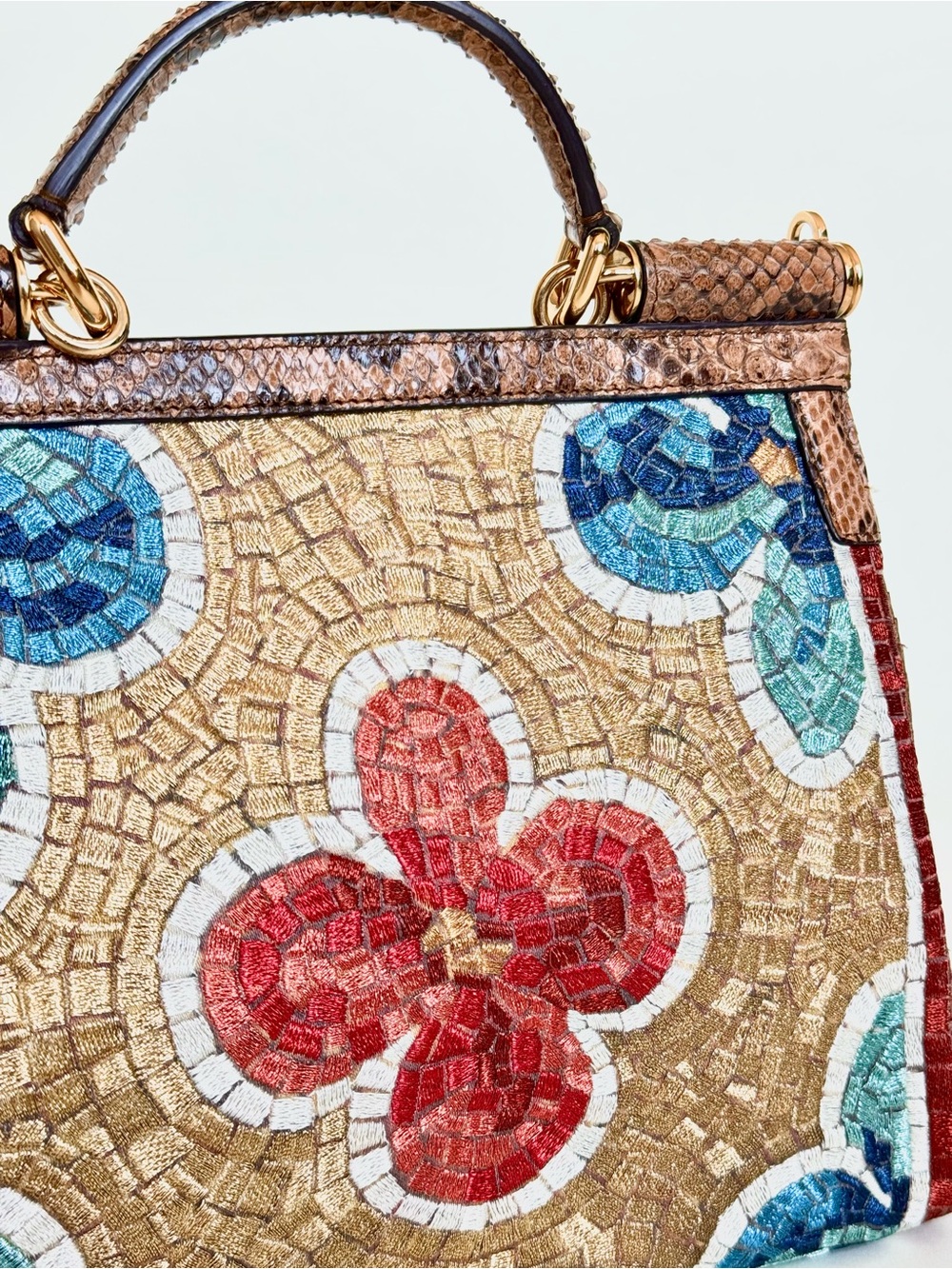 Dolce & Gabbana Opulently Embroidered Miss Sicily Bag with Python and Crystals - Picture 5 of 14